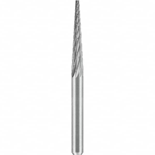 SGS Pro - 1/8" Cut Diam, 1/8" Shank Diam, Tungsten Carbide Double Cut Cone Burr - Eagle Tool & Supply