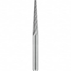 SGS Pro - 1/8" Cut Diam, 1/8" Shank Diam, Tungsten Carbide Double Cut Cone Burr - Eagle Tool & Supply