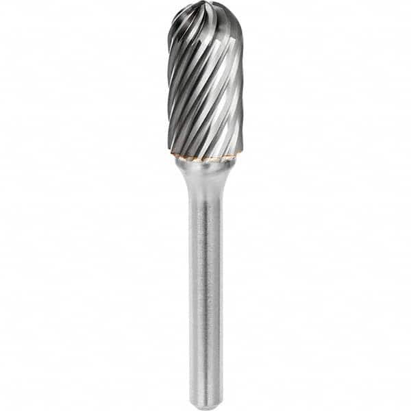SGS Pro - 1/2" Cut Diam, 1/4" Shank Diam, Tungsten Carbide Inox Cut Ball Nose Cylinder Burr - Eagle Tool & Supply