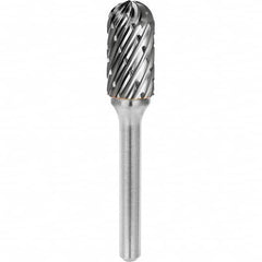 SGS Pro - 5/16" Cut Diam, 1/4" Shank Diam, Tungsten Carbide Steel Cut Ball Nose Cylinder Burr - Eagle Tool & Supply