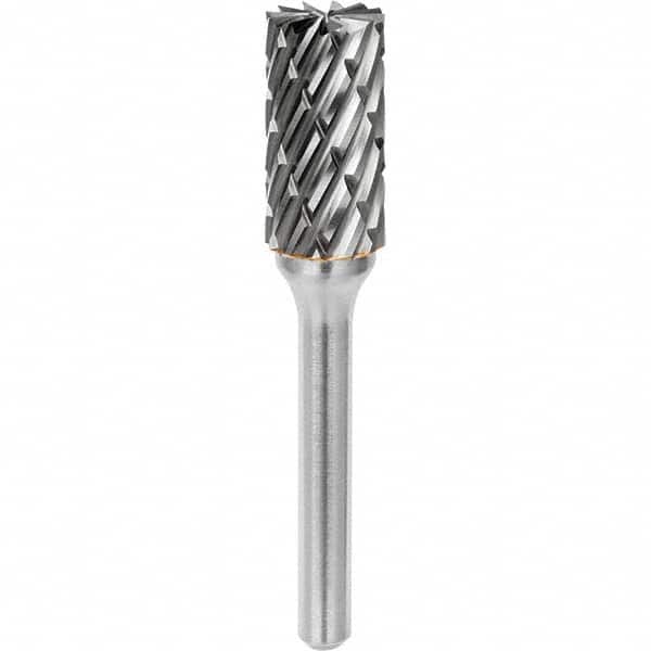 SGS Pro - 1/4" Cut Diam, 1/4" Shank Diam, Tungsten Carbide Steel Cut Cylinder Burr with End Cut - Eagle Tool & Supply