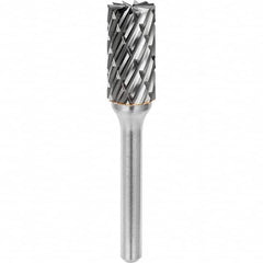 SGS Pro - 5/16" Cut Diam, 1/4" Shank Diam, Tungsten Carbide Steel Cut Cylinder Burr with End Cut - Eagle Tool & Supply