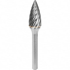 SGS Pro - 3/8" Cut Diam, 1/4" Shank Diam, Tungsten Carbide Inox Cut Pointed Tree Burr - Eagle Tool & Supply