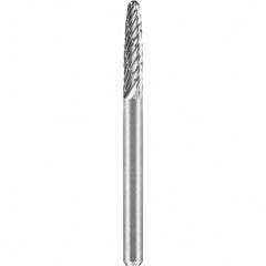 SGS Pro - 1/8" Cut Diam, 1/8" Shank Diam, Tungsten Carbide Double Cut Ball Nose Tree Burr - Eagle Tool & Supply