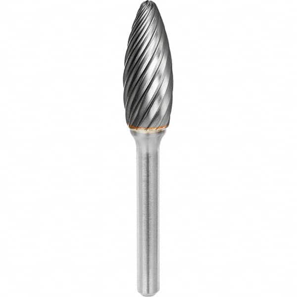 SGS Pro - 5/16" Cut Diam, 1/4" Shank Diam, Tungsten Carbide Inox Cut Flame Burr - Eagle Tool & Supply