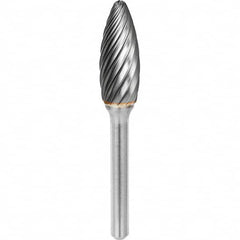 SGS Pro - 1/2" Cut Diam, 1/4" Shank Diam, Tungsten Carbide Inox Cut Flame Burr - Eagle Tool & Supply