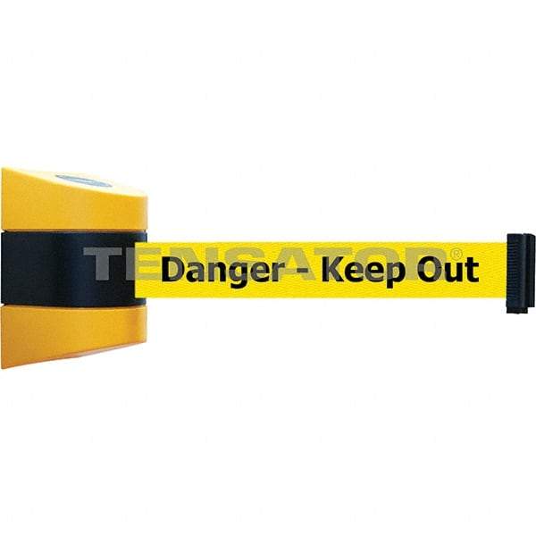 Tensator - 7-1/4" High x 4-3/4" Long x 4-3/4" Wide Magnetic Wall Mount Barrier - Yellow Powdercoat Finish, Black/Yellow, Use with Wall Mount - Eagle Tool & Supply