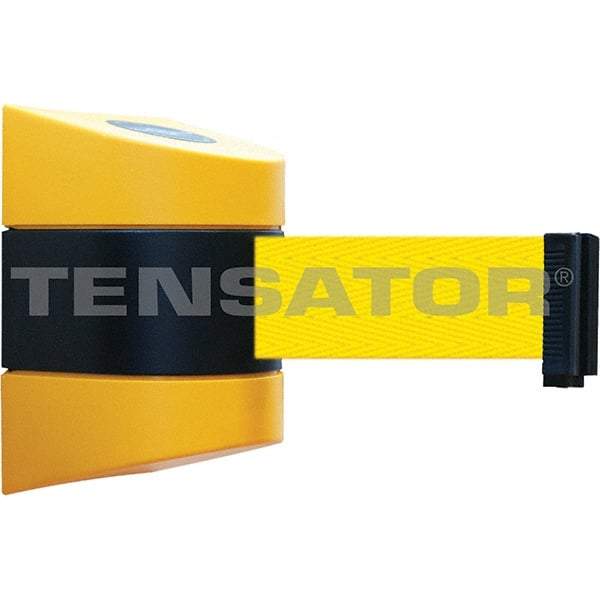 Tensator - 7-1/4" High x 4-3/4" Long x 4-3/4" Wide Magnetic Wall Mount Barrier - Yellow Powdercoat Finish, Black/Yellow, Use with Wall Mount - Eagle Tool & Supply
