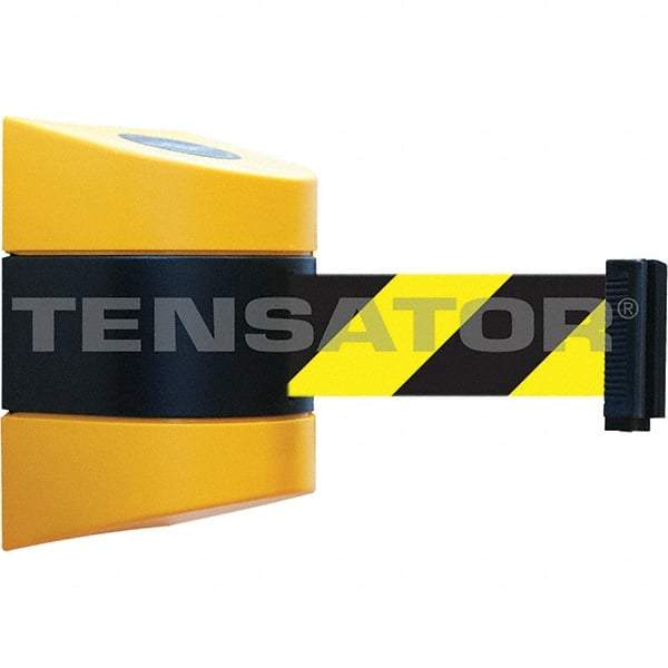 Tensator - 7-1/4" High x 4-3/4" Long x 4-3/4" Wide Magnetic Wall Mount Barrier - Yellow Powdercoat Finish, Black/Yellow, Use with Wall Mount - Eagle Tool & Supply
