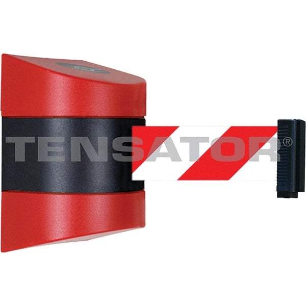 Tensator - 7-1/4" High x 4-3/4" Long x 4-3/4" Wide Magnetic Wall Mount Barrier - Red Powdercoat Finish, Black/Red, Use with Wall Mount - Eagle Tool & Supply