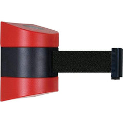 Tensator - 7-1/4" High x 4-3/4" Long x 4-3/4" Wide Magnetic Wall Mount Barrier - Metal, Red Powdercoat Finish, Red/Black, Use with Wall Mount - Eagle Tool & Supply