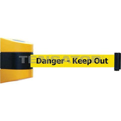 Tensator - 5-1/2" High x 3-1/4" Long x 3-1/4" Wide Magnetic Wall Mount Barrier - Metal, Yellow Powdercoat Finish, Black/Yellow, Use with Wall Mount - Eagle Tool & Supply