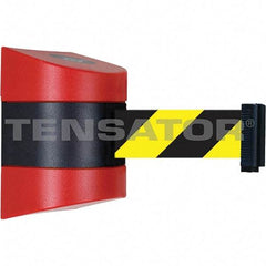 Tensator - 7-1/4" High x 4-3/4" Long x 4-3/4" Wide Magnetic Wall Mount Barrier - Metal, Red Powdercoat Finish, Red/Black, Use with Wall Mount - Eagle Tool & Supply