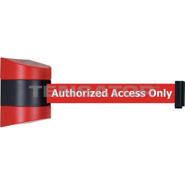 Tensator - 7-1/4" High x 4-3/4" Long x 4-3/4" Wide Magnetic Wall Mount Barrier - Metal, Red Powdercoat Finish, Red/Black, Use with Wall Mount - Eagle Tool & Supply