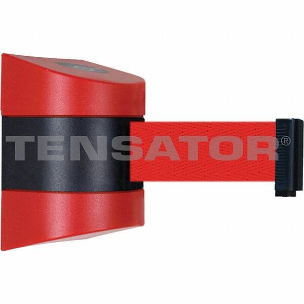Tensator - 7-1/4" High x 4-3/4" Long x 4-3/4" Wide Magnetic Wall Mount Barrier - Metal, Red Powdercoat Finish, Red/Black, Use with Wall Mount - Eagle Tool & Supply