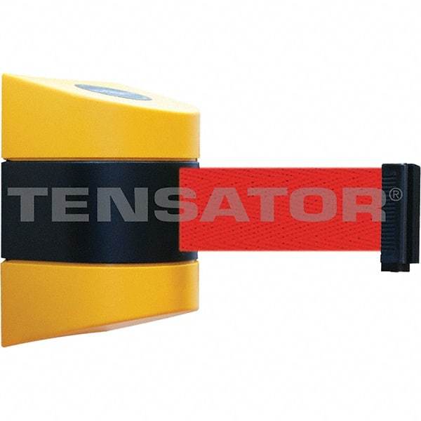 Tensator - 5-1/2" High x 3-1/4" Long x 3-1/4" Wide Magnetic Wall Mount Barrier - Metal, Yellow Powdercoat Finish, Black/Yellow, Use with Wall Mount - Eagle Tool & Supply