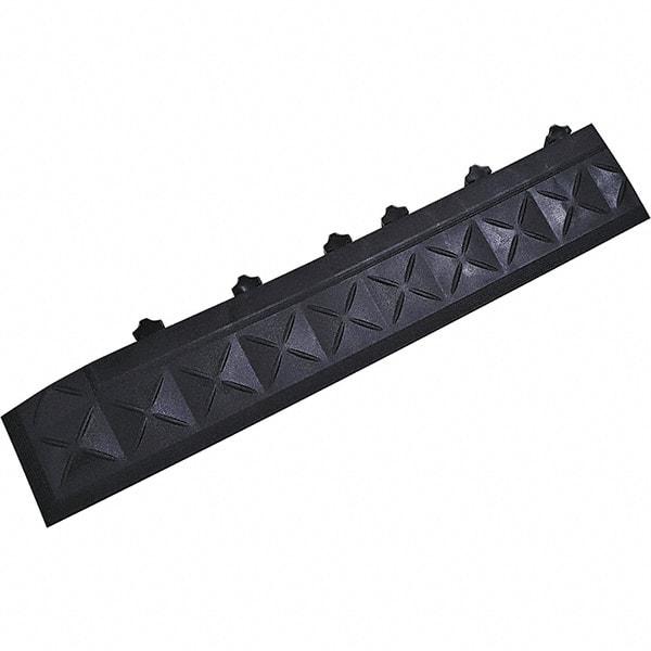 Ergo Advantage - 22" Long x 4" Wide x 1" Thick, Anti-Fatigue Modular Matting Anti-Fatigue Flooring - Male, 1 Interlocking Side, Black, For Dry Areas - Eagle Tool & Supply