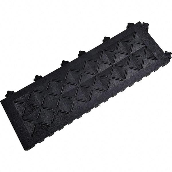 Ergo Advantage - 6" Long x 18" Wide x 1" Thick, Anti-Fatigue Modular Matting Anti-Fatigue Flooring - 2 Interlocking Sides, Black, For Dry Areas - Eagle Tool & Supply