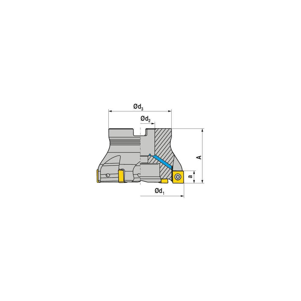 Indexable Square-Shoulder Face Mill:  A491.40.R.04-12,  16.0000″ Arbor Hole Dia, Uses  4,  SNHU 1204 Inserts,  Through Coolant,  Series  A491-12