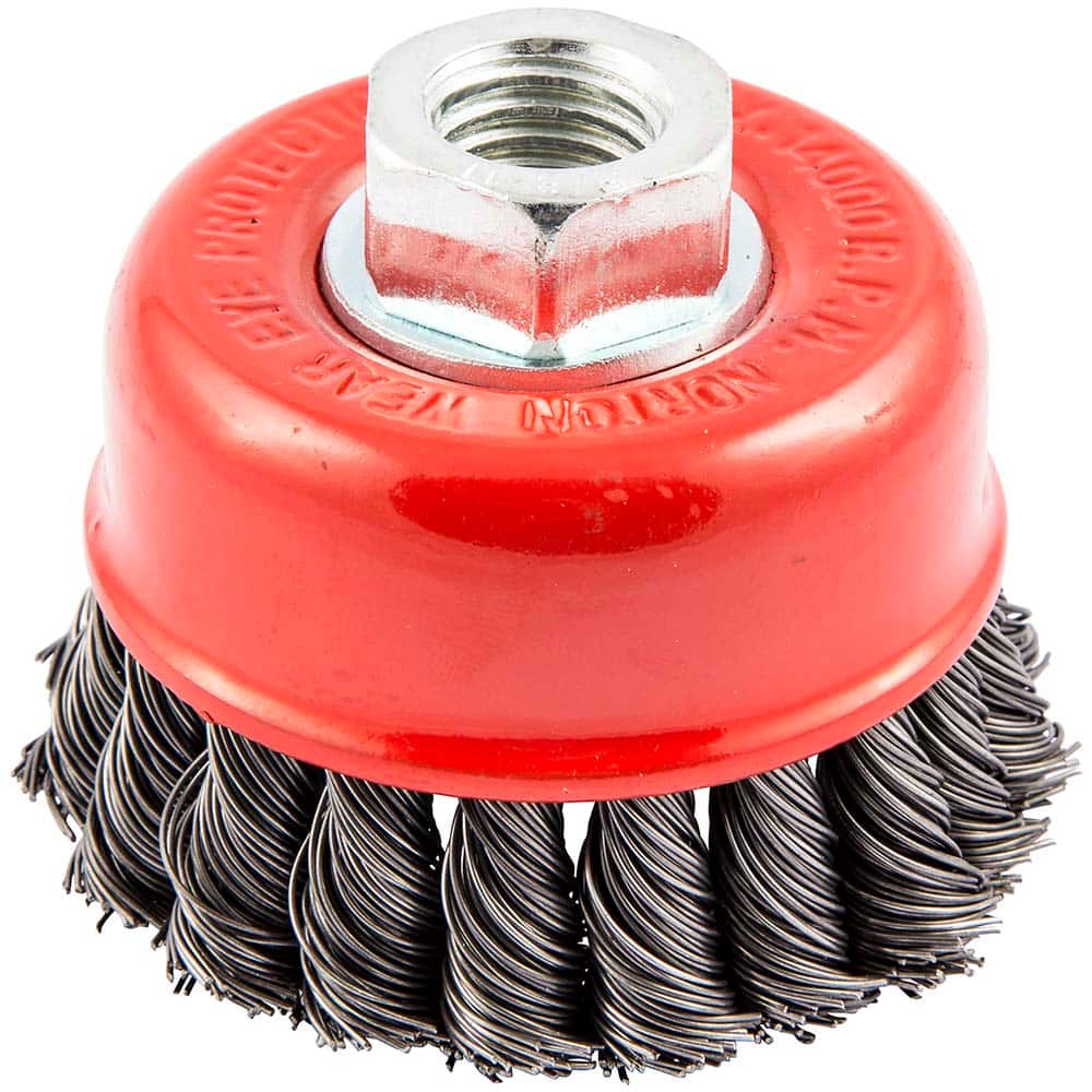 Norton - 2-3/4" Diam 5/8-11 Threaded Arbor Carbon Steel Fill Cup Brush - Eagle Tool & Supply