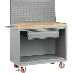 Little Giant - 3,600 Lb Capacity, 2 Shelf, 1 Drawer Mobile Bench Cabinet with Louvered Panel - 41" Wide x 24" Deep x 43" High, Steel - Eagle Tool & Supply