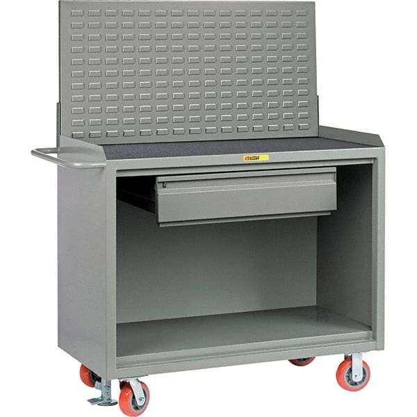 Little Giant - 3,600 Lb Capacity, 2 Shelf, 1 Drawer Mobile Bench Cabinet with Louvered Panel - 53" Wide x 24" Deep x 43" High, Steel - Eagle Tool & Supply