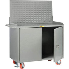 Little Giant - 3,600 Lb Capacity, 2 Shelf, 2 Door Mobile Bench Cabinet with Louvered Panel - 53" Wide x 24" Deep x 43" High, Steel - Eagle Tool & Supply