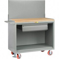 Little Giant - 3,600 Lb Capacity, 2 Shelf, 1 Drawer Mobile Bench Cabinet with Pegboard Panel - 53" Wide x 24" Deep x 43" High, Steel - Eagle Tool & Supply