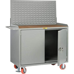 Little Giant - 3,600 Lb Capacity, 2 Shelf, 2 Door Mobile Bench Cabinet with Louvered Panel - 41" Wide x 24" Deep x 43" High, Steel - Eagle Tool & Supply