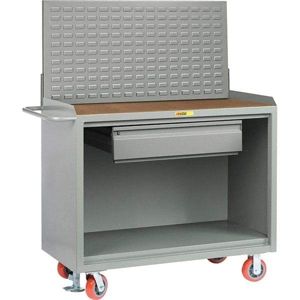 Little Giant - 3,600 Lb Capacity, 2 Shelf, 1 Drawer Mobile Bench Cabinet with Louvered Panel - 41" Wide x 24" Deep x 43" High, Steel - Eagle Tool & Supply