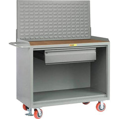 Little Giant - 3,600 Lb Capacity, 2 Shelf, 1 Drawer Mobile Bench Cabinet with Louvered Panel - 41" Wide x 24" Deep x 43" High, Steel - Eagle Tool & Supply
