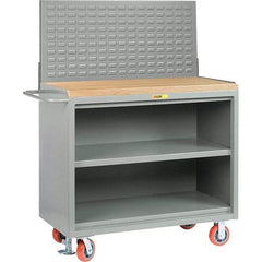 Little Giant - 3,600 Lb Capacity, 3 Shelf Mobile Bench Cabinet with Louvered Panel - 53" Wide x 24" Deep x 43" High, Steel - Eagle Tool & Supply