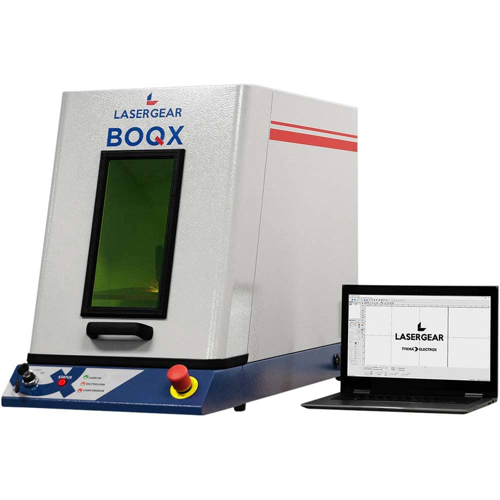 Tykma Electrox - Etchers & Engravers; Type: Class I Benchtop Laser Marking System ; Includes: LaserGear BOQX Fully Enclosed Class I Laser Workstation, 20W Fiber Laser, Laser Enable Keys, USB & Power Cable, USB Drive with Software and Manuals ; Voltage: 1 - Exact Industrial Supply