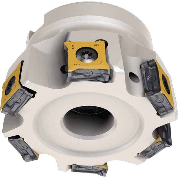 Indexable Square-Shoulder Face Mill:  T890HT FLND4.0121.5R13,  4'' Cut Dia,  1.5000″ Arbor Hole Dia,  0.3740″ Max Cutting Depth Uses  12,  LN.T 1306 Inserts,  Through Coolant,  Series  T890HT