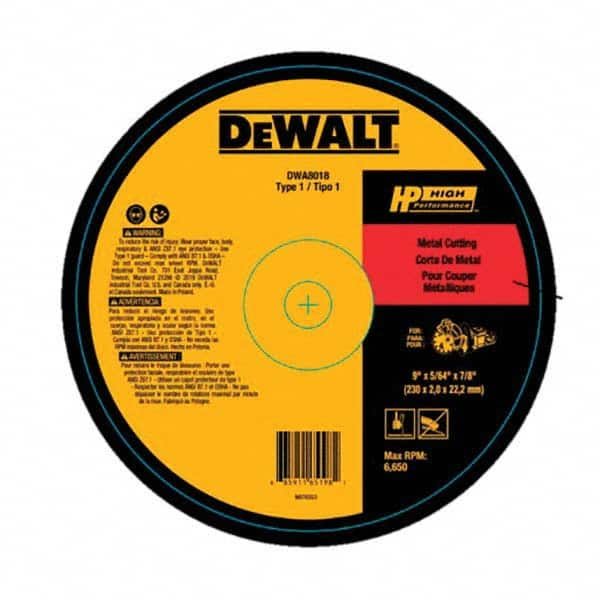 DeWALT - 9 x 5/64, 7/8" Hole Aluminum Oxide Cutoff Wheel - Eagle Tool & Supply