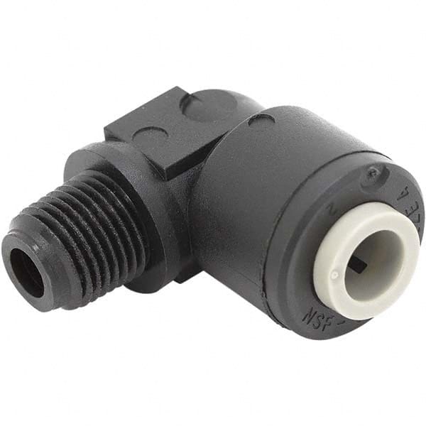 Push-To-Connect Tube Fitting: Male Elbow, 1/4 x 1/8″ OD Polypropylene, 230 psi