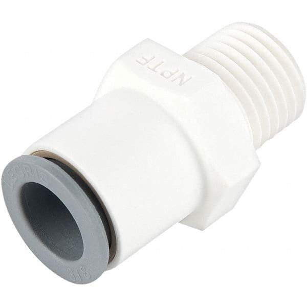 Parker - Plastic Push-To-Connect Tube Fittings Type: Male Connector Tube Outside Diameter (Inch): 3/8 x 1/8 - Eagle Tool & Supply