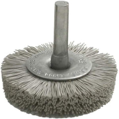 Brush Research Mfg. - 80 Grit, 2" Brush Diam, Crimped, Flared End Brush - Coarse Grade, 1/4" Diam Steel Shank, 2,500 Max RPM - Eagle Tool & Supply
