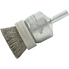 Brush Research Mfg. - 1" Brush Diam, Crimped, End Brush - 1/4" Diam Steel Shank, 20,000 Max RPM - Eagle Tool & Supply