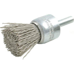 Brush Research Mfg. - 600 Grit, 1/2" Brush Diam, Crimped, End Brush - Fine Grade, 1/4" Diam Steel Shank, 20,000 Max RPM - Eagle Tool & Supply