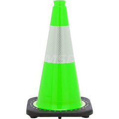 Green Traffic Cone with Base &  Reflective Bands PVC Cone, Recycled PVC Base