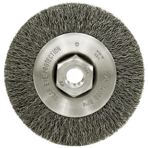 4″ Narrow Face Crimped Wire Wheel, .014″ Steel Fill, M14 × 2.0 Nut - Eagle Tool & Supply