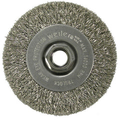 4″ Narrow Face Crimped Wire Wheel, .014″ Stainless Steel Fill, 5/8″-11 UNC Nut - Eagle Tool & Supply