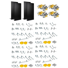 Peg Boards; Width (Inch): 48; Height (Inch): 1/4; Number of Panels: 4; Color: Black; Number Of Hooks: 96; Base Length (Inch): 24