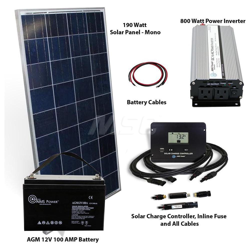 Solar Panels; Maximum Output Power (W): 190; Amperage (mA): 10.16; Terminal Contact Type: MC-4; Mounting Type: Mounting Holes