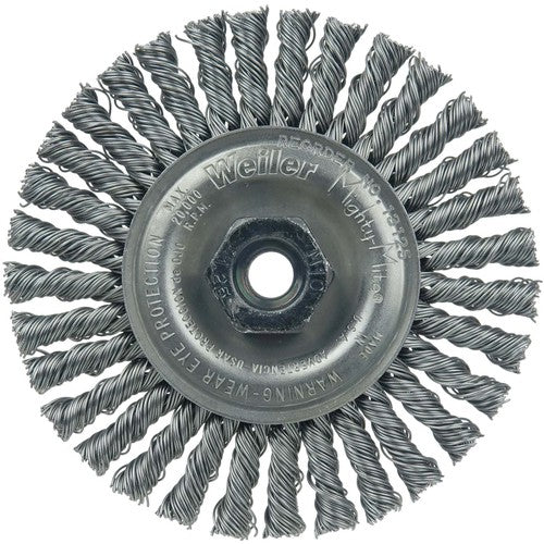 4″ Diameter - MI0 × 1.25 Arbor Hole - Stringer Bead Twist Steel Wire Straight Wheel - Eagle Tool & Supply