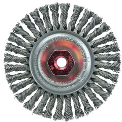 4″ Diameter - MI0 × 1.50 Arbor Hole - Stringer Bead Twist Steel Wire Straight Wheel - Eagle Tool & Supply