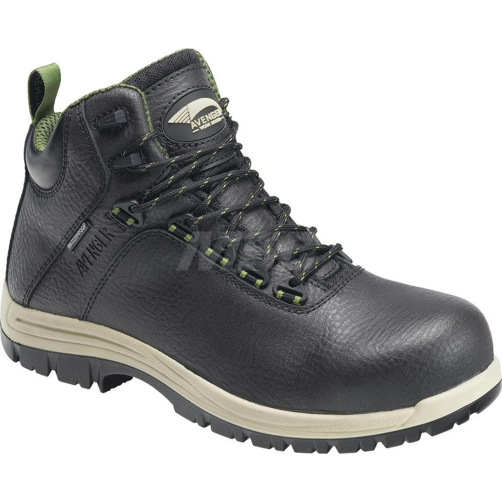 Work Boot: Size 9.5, 6″ High, Leather, Composite Toe Wide Width, Non-Slip Sole
