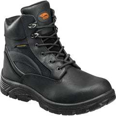 Work Boot: Size 9, 6″ High, Leather, Steel Toe Wide Width, Non-Slip Sole