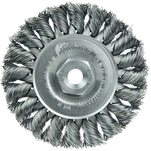 3″ Standard Twist Knot Wire Wheel, .014″ Steel Fill, 3/8″-24 UNF Nut - Eagle Tool & Supply
